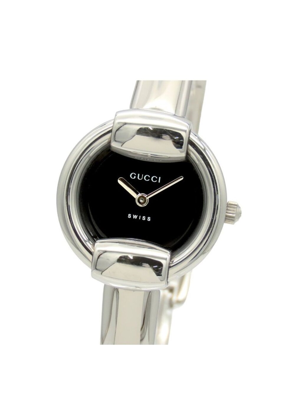 Gucci Bangle Watch Black Silver SS Quartz